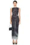 Jean Paul Gaultier Boat Neck Blurry Roses Printed Sleeveless Dress In Black