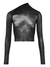 Jean Paul Gaultier Body Dust Crop Top Woman Black And Silver In Black