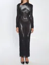 Jean Paul Gaultier Womens Black Silver Printed Long-sleeves Woven Maxi Dress Xs In Multi