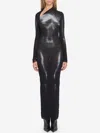 Jean Paul Gaultier Womens Black Silver Printed Long-sleeves Woven Maxi Dress Xs In Multi