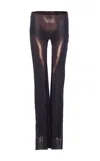 Jean Paul Gaultier High Waist Sheer Trousers With Metallic Finish In Brown