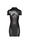 Jean Paul Gaultier Body Dust Mesh Print Short Dress Woman Black And Silver In Black