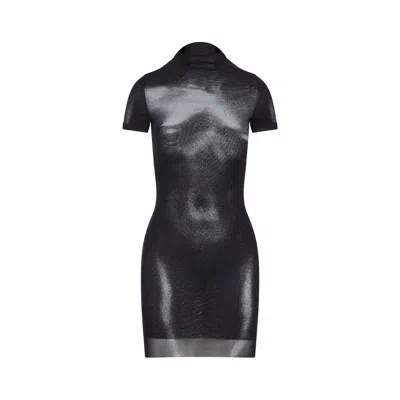 Jean Paul Gaultier Body Dust Mini Dress In Black