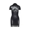 Jean Paul Gaultier Sheer Printed Short Dress With High Neck In Black
