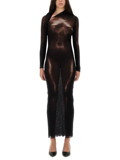 Jean Paul Gaultier "body Dust" Print Dress In Brown