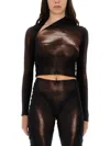 Jean Paul Gaultier Body Dust Print Top In Brown