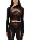 Jean Paul Gaultier Body Dust Print Top In Brown