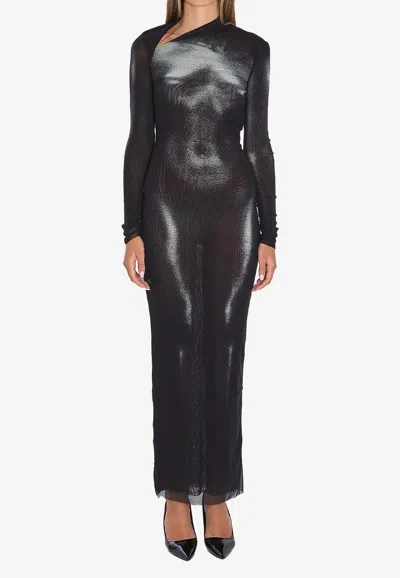 Jean Paul Gaultier Body Dust Semi-sheer Maxi Dress In Black