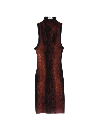 Jean Paul Gaultier Body-hugging Mini Dress With Snake Print In Silk In Brown