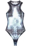 Jean Paul Gaultier Sheer X-ray Print Sleeveless Bodysuit In Black