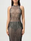Jean Paul Gaultier Sheer Spiral Mesh Bodysuit With Crew Neck