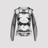Jean Paul Gaultier Body Lace Mariniere Top In Multi