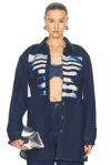Jean Paul Gaultier Body Mariniere Denim Printed Shirt In Indigo  Light Blue  & Black