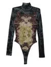 Jean Paul Gaultier Body Mesh Open Back Woman Black And Blue In Blue