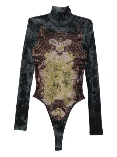 Jean Paul Gaultier Body Mesh Open Back Woman Black And Blue