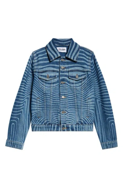 Jean Paul Gaultier Body Morph Trompe L'oeil Denim Trucker Jacket In Vintage Blue