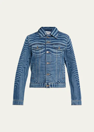 Jean Paul Gaultier Body Morphing Laser Print Denim Jacket In Brown