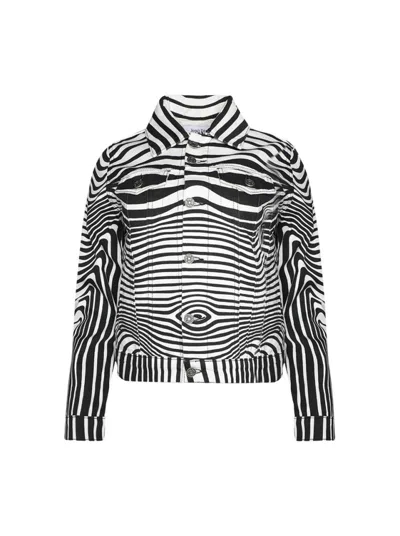 Jean Paul Gaultier Body Morphing Printed Denim Jacket In Gray