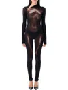 Jean Paul Gaultier Body Print Jumpsuit In Black