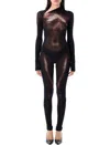 Jean Paul Gaultier Womens Black Brown Printed Long-sleeves Woven Jumpsuit Xs In Black