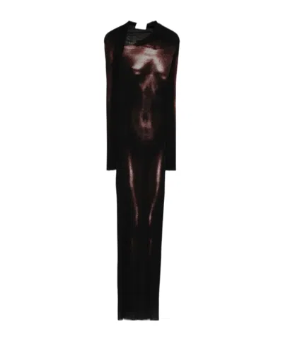 Jean Paul Gaultier Body-print Long Dress In Black