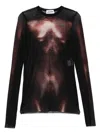 Jean Paul Gaultier Sheer Mesh Crew Neck Top Long Sleeves In Brown