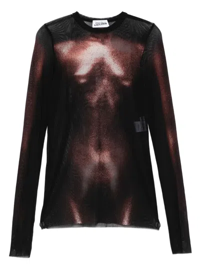 JEAN PAUL GAULTIER BODY-PRINT MESH TOP