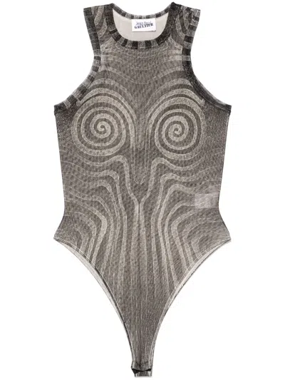 JEAN PAUL GAULTIER BODY PRINTED SPIRAL DONNA NERO