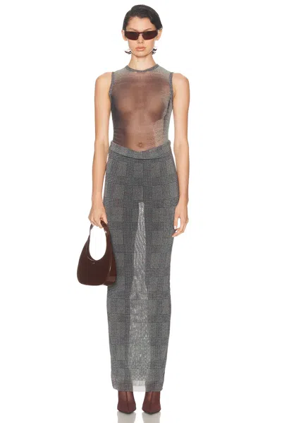 Jean Paul Gaultier Body Shadow And Prince Of Wales Long Dress In Gray
