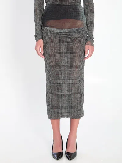 Jean Paul Gaultier Body Shadow And Prince Of Wales Skirt In Gray