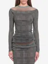 Jean Paul Gaultier Body Shadow And Prince Of Wales Top In Gray