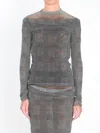 Jean Paul Gaultier Women Body Shadow And Prince Of Wales Top In Gray