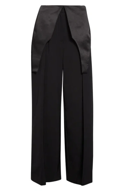 Jean Paul Gaultier Bodysuit Detail Tailored Wide Leg Pants In Black