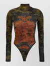 Jean Paul Gaultier Printed High Neck Long Sleeve Jumpsuit