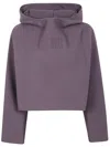 Jean Paul Gaultier Bonded Cotton Cropped Bat Sleeves Hoodie With "gaultier" Embossing Clothing In Purple