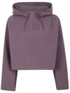 Jean Paul Gaultier Bonded Cotton Cropped Bat Sleeves Hoodie With "gaultier" Embossing Clothing In Purple