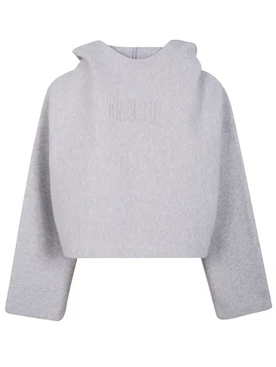 JEAN PAUL GAULTIER JEAN PAUL GAULTIER BONDED COTTON CROPPED BAT SLEEVES HOODIE WITH "GAULTIER" EMBOSSING