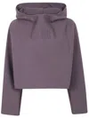 Jean Paul Gaultier Bonded Cotton Cropped Bat Sleeves Hoodie With "gaultier" Embossing Clothing In Purple