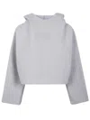 Jean Paul Gaultier Bonded Cotton Cropped Bat Sleeves Hoodie With "gaultier" Embossing Clothing In Gray
