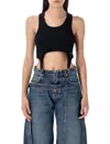 Jean Paul Gaultier Cotton Ribbed Bra With Lingerie Garter Clothing In Black