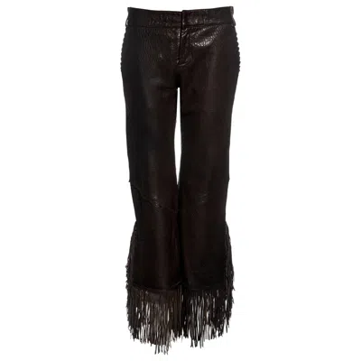 Pre-owned Jean Paul Gaultier Brown Leather Pants With Fringe Pants, C. 2000