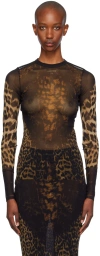 JEAN PAUL GAULTIER BROWN LEOPARD LONG SLEEVE T-SHIRT