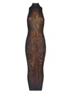 Jean Paul Gaultier Women Long Dress Double Layer Printed Wood In Brown