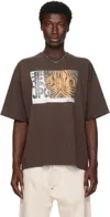 Jean Paul Gaultier Brown Printed Wood Oversized T-shirt In Brown