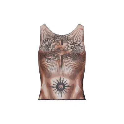 Jean Paul Gaultier Tank Top With Safe Sex Tattoo Design In Multi