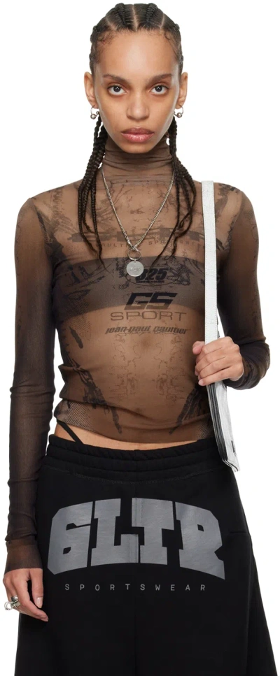 Jean Paul Gaultier X Shayne Oliver Gs Sport Sheer T-shirt In 6700 Darknude/black