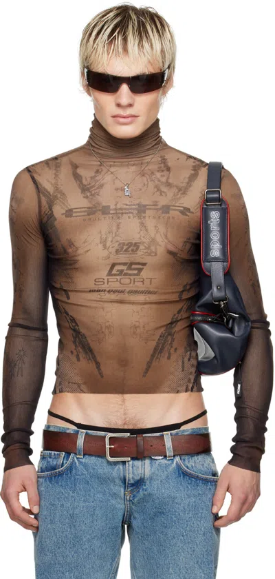 Jean Paul Gaultier Brown Shayne Oliver Edition 'gs Sport' Turtleneck In 6700-darknude/black