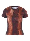 Jean Paul Gaultier Python-print Crew-neck T-shirt In Brown