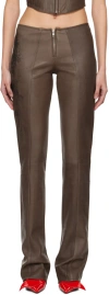 JEAN PAUL GAULTIER BROWN 'THE TATTOO' LEATHER PANTS