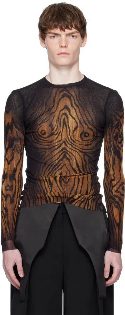 Jean Paul Gaultier Brown 'the Wood' Top In Multi